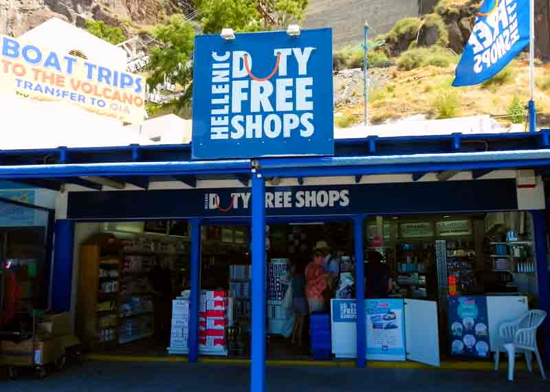 Duty-Free Shop Skala Santorini Cruise Port Photo of Duty-Free Shop in Santorini.