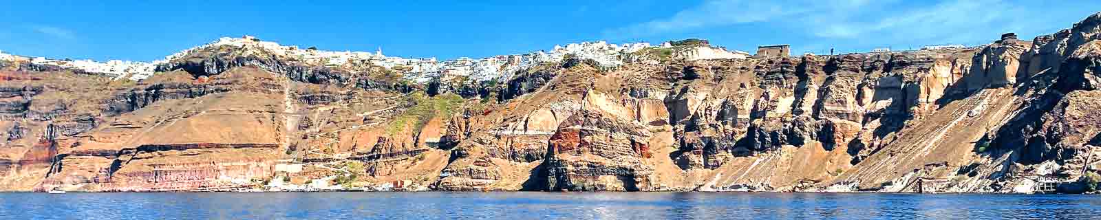 Panoramic photo of Santorini cruise ship port