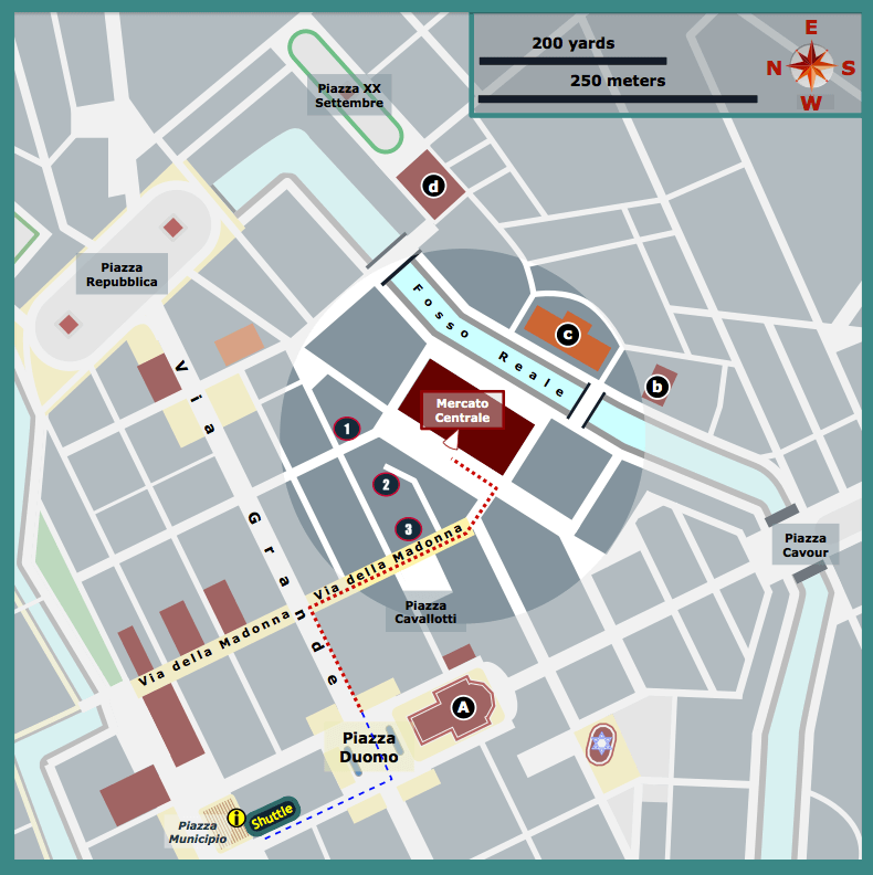 Map of Mercato Centrale in Livorno with Attractions nearby