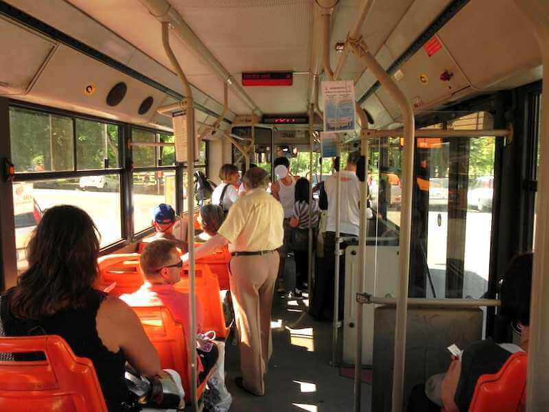 Photo of the inside of a bus in Livorno