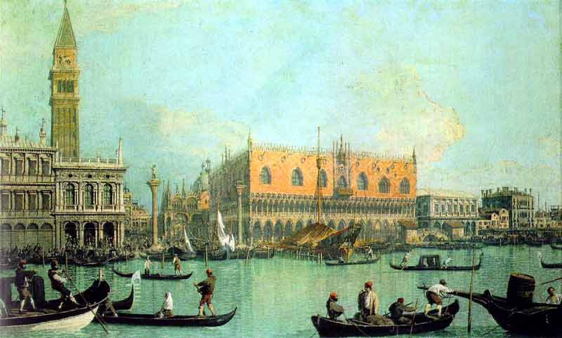 Plazzo Ducale Painting by Canaletto Venice Cruise Port Photo of Painting by Canaletto of Plazzo Ducale in Venice, Italy.
